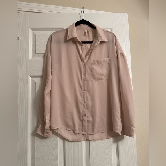 Frenchi Baby Pink Button Down Blouse Size S - Picture 1 of 3